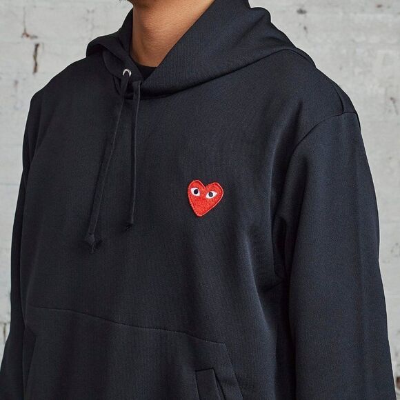 Comme Des Garçons Play Men's Black & Red Heart Hooded Sweatshirt Size XXL - Picture 9 of 16